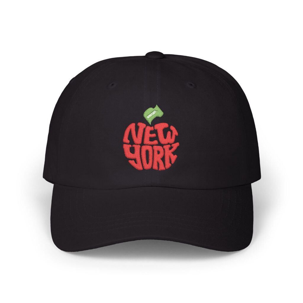 New York Red Apple embroidery NYC black cap with amituff flag logo