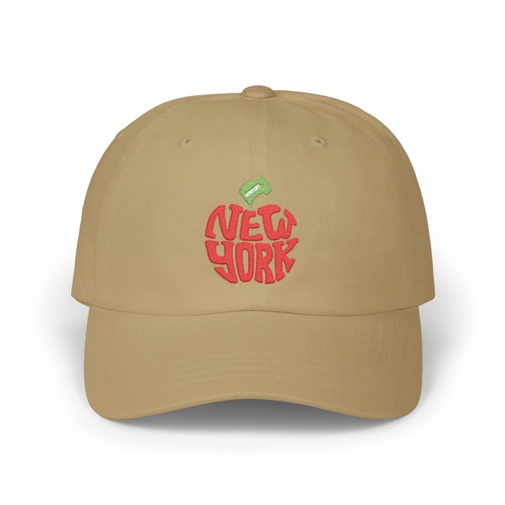 New York Red Apple embroidery NYC khaki cap with amituff flag logo