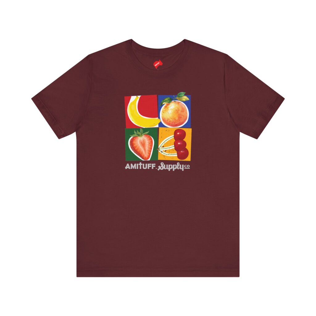 LOVE Fruits T-shirt. Do you see LOVE ? Love symbolic Tees Maroon Color