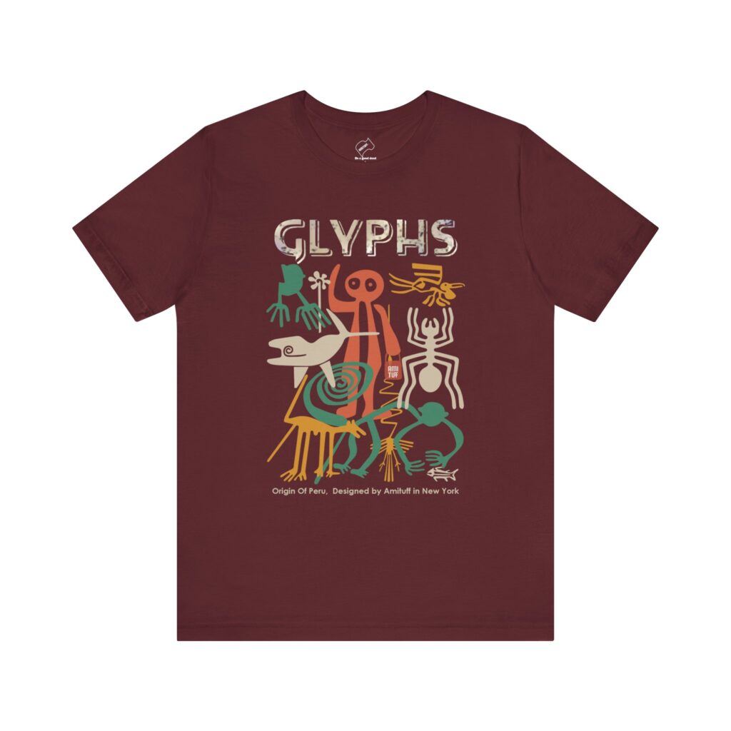 Glyphs Nazca Line T-shirt Maroon