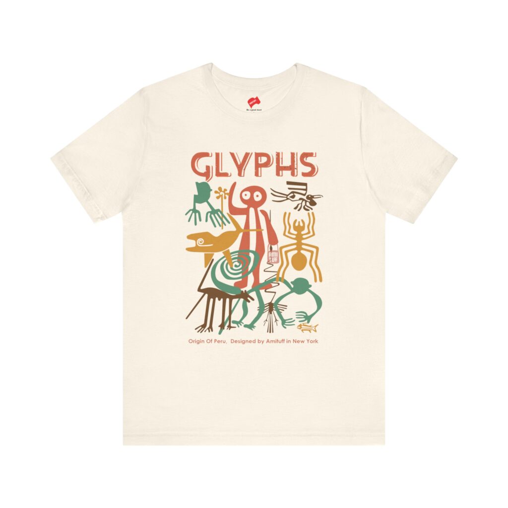 Glyphs Nazca Line T-shirt Natural