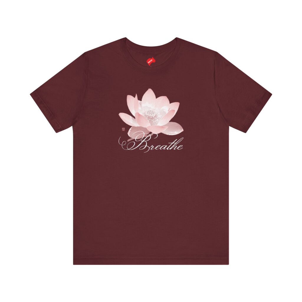 Sacred Lotus Breathe T-shirt Maroon