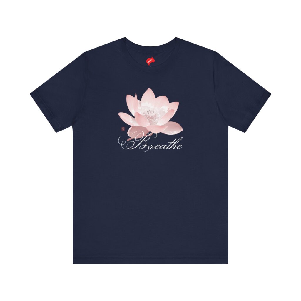 Sacred Lotus Breathe T-shirt Navy